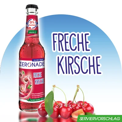 Getränke für Diabetiker: FRECHE KIRSCHE schmeckt so süß wie eine Kirschsaftschorle, aber zuckerfrei und ohne fast Kalorien.